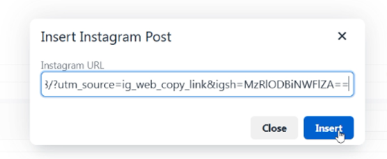 Paste Instagram URL in News Editor